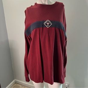 Abercrombie and Fitch long sleeve embroidered tee burgundy cotton Mens Large
